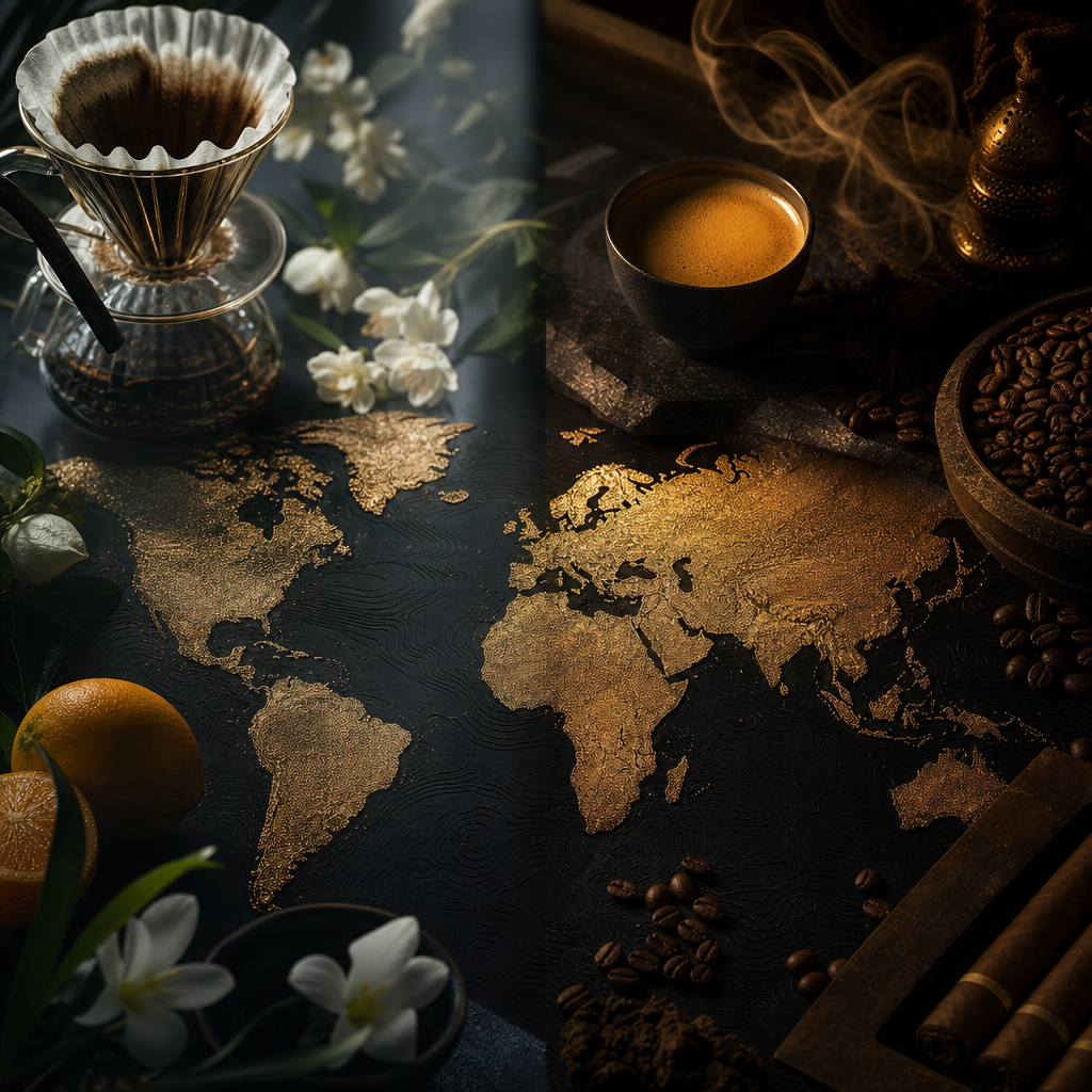 Coffee Regions and Roasting Complete Guide: From African Floral and Fruity to Asian Earthy Flavors, with a Cigar Pairing Overview