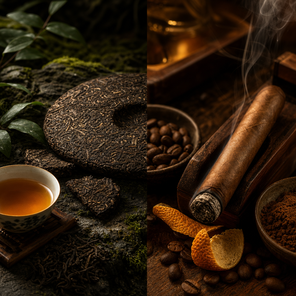 The Taste of Time in Raw Pu-erh Tea: Transformation of Aged Raw Tea and Terroir, Paired with the Rich Balance of Montecristo Edmundo