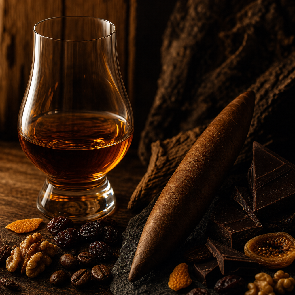 Speyside Whisky Sherry Cask Flavor: The Sweetness of Dried Fruits and Dark Chocolate, Paired with the Cocoa Finish of Montecristo No.2